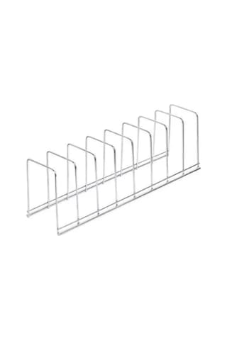 Shineyee Güncel Çelik Mutfak Rakası - Tencere, Tabak, Kase İçin 30.3x10.5x2.5cm - Silver - Raylı Montajlı Süzgeçli Tutucu Gümüş