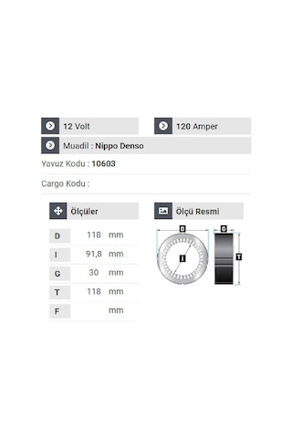 Nursan 161612 Statör 12v 120a Kapklı