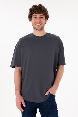 U.S. Polo Assn. Erkek Long Fit Bisiklet Yaka Antrasit Basic Tişört 50305988-VR006