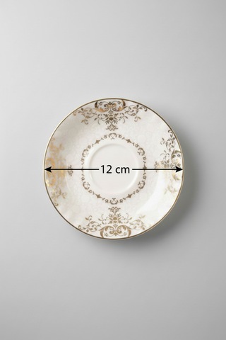 6 Kişilik Salkım Desen Yaldızlı Çay Tabağı 12cm Beyaz