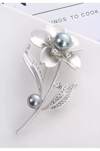 Bijoubijou Broş Çiçek 244261453 Gri