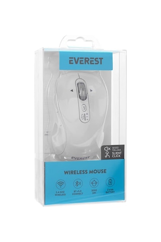 Everest Eternal Usb Beyaz 2.4ghz Kablosuz Mouse 001