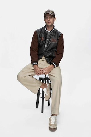 Kawelo Siyah Suni Deri Ve Kaşe Nakışlı Standard Fit Erkek Mont Siyah