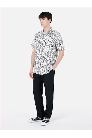 Colin's Colins Regular Fit Shirt Neck Baskılı Erkek Beyaz Kısa Kol Gömlek Cl1067585 Q1.v1 Wht Beyaz