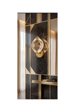Yonca Model Tekli Gold 3 Renk Modu Kristal Taşlı Salon Mutfak Yatak Çocuk Odası Aplik