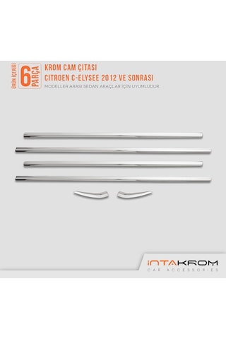 Citroen C - Elysee Krom Cam Çıtası 6 Parça 2012 Ve Üzeri P. Çelik