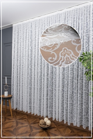 Caserta Home Dsn23 Sarmaşık Şal Desen Kdk Örme Tül Perde