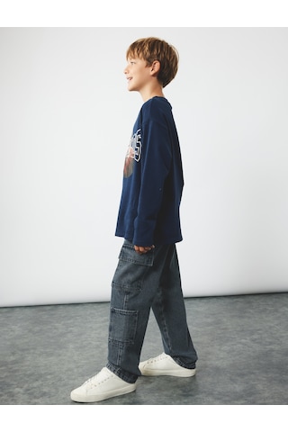 Koton Pamuklu Cep Detaylı Loose Fit Kargo Cepli Denim Pantolon Gri 6wkb40037td Gri