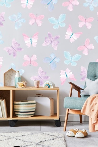 Pembe Kelebekler Temalı 20 Parça Çocuk Ve Bebek Odası Dekoratif Duvar Sticker Seti