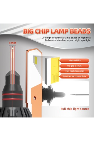 Jeehugo H7 Tipi 8000lm 6000k Led Farlar, 200m Işık Aralığı, Ip68 Su Geçirmez, 50w Çift Paket