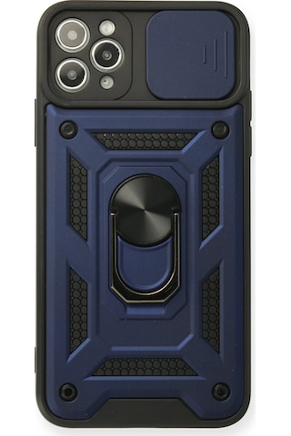 Newface - 222 - iPhone Uyumlu 11 Pro Max Kılıf Pars Lens Yüzüklü Silikon - Csmo-tex - - Lacivert