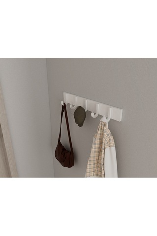 Hepsi3boyutlu Modern Duvar & Kapı Baston Askılık - 5 Adet Beyaz J Askılık - Model No : 6 Beyaz