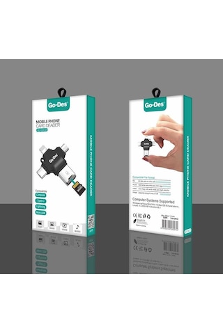 Go Des GD-DK101 4 in 1 Micro SD Hafıza Kartı Okuyucu USB / Type-C / Lightning / Micro - ZORE-253399