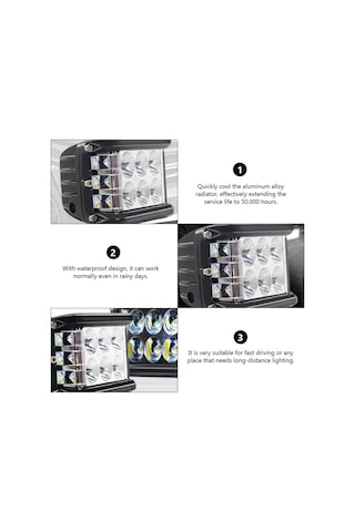 1 Adet Kaput Üstü Offroad Projektör Sis Çalışma Lambası 12 Ledli 36 Watt