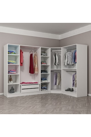 Kale 7 Kapak 2ç Köşe Zincir Dolap - Beyaz 210cm