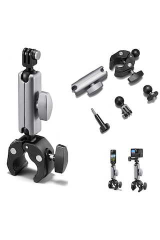 Ga96 Bisiklet Ve Motosiklet İçin Kamera Alüminyum Gidon Tutucu Insta-360 X5 X4 X3 X2/go 3s/go 3/gopro Hero 13 12 11 10 9 8/djı Osmo Pocket 3/2/action 5/4/3/2 Siyah
