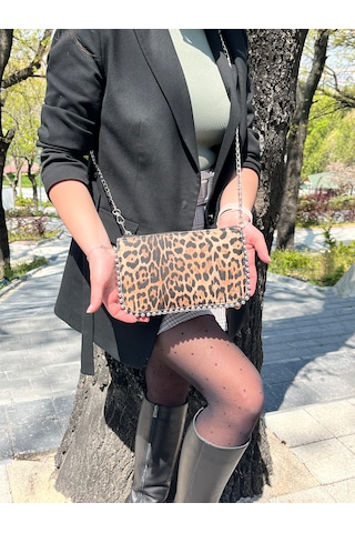 Butikolea Loop Boncuklu Kadın Çantası Leopar