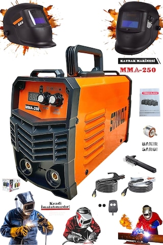 250 Amper İnverter Dijital Ekran Fan Soğutma Kademeli Çanta Kaynak Makinesi Bakır Sargı Maske Hediye