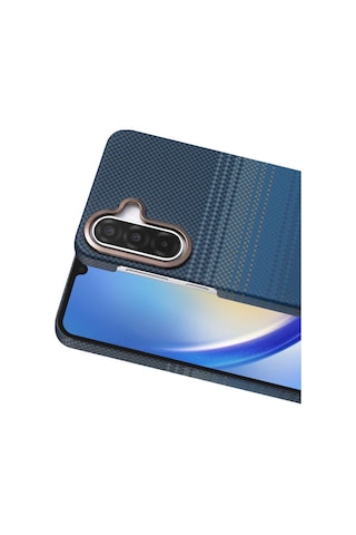 Samsung Uyumlu Galaxy A17 Kılıf Vega Magsafe Karbon Desen Kapak Mavi