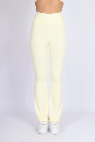 Soft&Basic Kadın Sarı İspanyol Paça Flare Yoga Tayt Pantalon Sarı