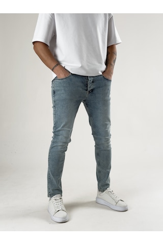 Cocopelli Slim Fit Taşlanmış Mavi Erkek Kot Pantolon Coc2718 Mavi