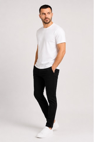 Justas Erkek Beyaz Bisiklet Yaka Kısa Kollu Basic T-shirt