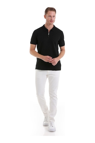Hatemoğlu Siyah Regular Fit Desenli Pamuklu Polo Yaka Tişört Siyah