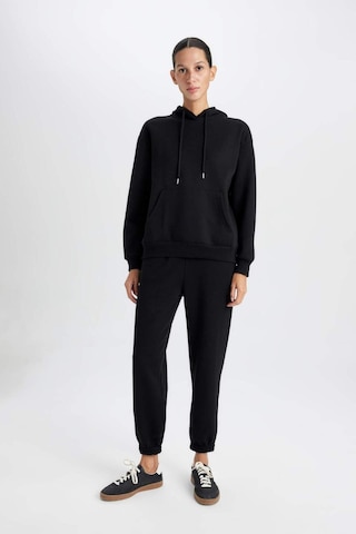 DeFacto Relax Fit Kapüşonlu Kanguru Cepli Kalın Basic Düz Siyah Sweatshirt W1240AZ24WNBK81 Siyah