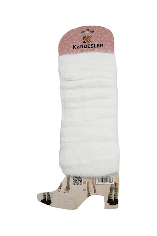 Kadın Kışlık Dizlik Sakallı Tozluk Çorap Beyaz