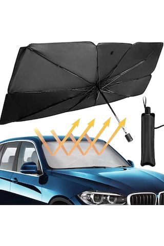 Araba Ön Cam Güneşliği Araba Güneş Gölge Koruyucu Şemsiye Otomatik Katlanabilir Güneşlik Gölgelik Siyah