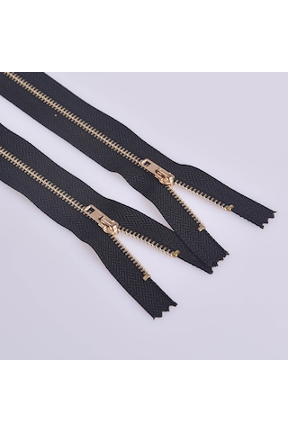 100 Adet No.3 Metal Bakır Fermuar Pantolon Placket Fermuar, Özellikler: 12cm Açık Altın + Siyah