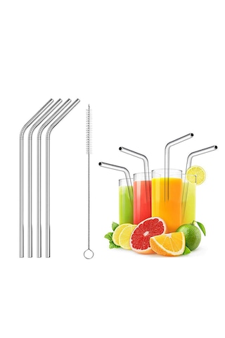 4 Adet Isıya Dayanıklı Cam Pipet Ve 1 Adet Pipet Temizleme Fırçası 5'li Set Şeffaf