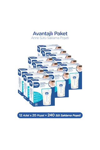 20'li Anne Sütü Saklama Poşeti 20x12 240 Adet