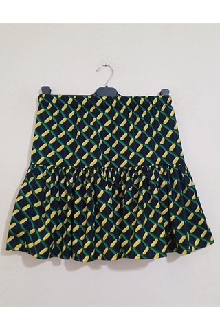 Kadın Şort Etek-143- Desenli Çok Renkli