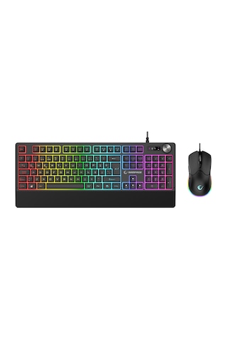 Rampage Km-9858 Jazzy V2 Siyah Usb Rgb Aydınlatmalı Q 12800 Dpı Mouse Gaming Oyuncu Klavye Mouse Set Optik