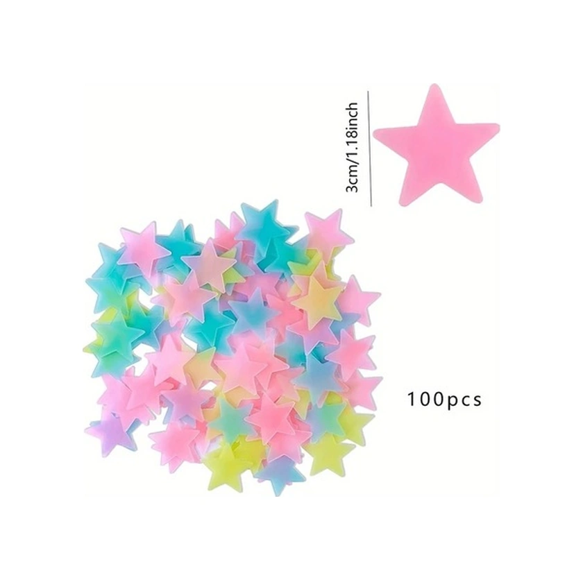 Trendooze Cloud011 100 Adet Kırmızı Işıldayan Yıldız Duvar Dekoru Yatak Odası Ve Oturma Odası Kırmızı Kırmızı