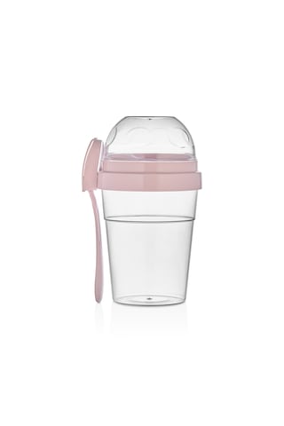 Bölmeli Yoğurt Kabı 600 + 200 Ml Diyet Ve Sağlıklı Beslenme İçin Saklama Kabı Pembe