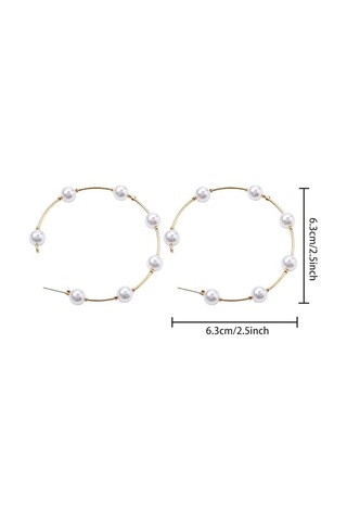 Gelin İnci Halka Küpe Vintage Büyük Yuvarlak Halka Küpe Düğün Gold