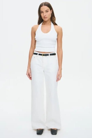 Seeh Beyaz Basic Wide Leg Kadın Jean Sh273