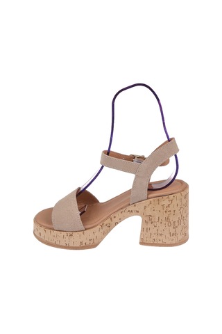 Pullman Hakiki Deri Platform Taban Kadın Sandalet Plm-26158 Vizon Süet