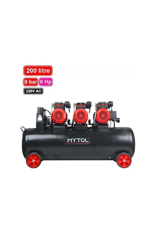 Mytol 200 Lt Hava Komprosörü Yüksek Hızlı 6 Hp Sessiz- Myk2001