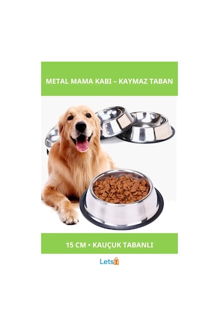 Paslanmaz Çelik Kaymaz Tabanlı Mama Kabı 15 Cm