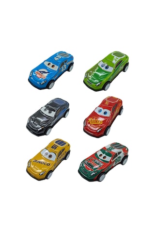 Cars Şimşek Mcqueen Metal Spor Araba Seti Çek Bırak Cars Oyuncakları 6 Lı