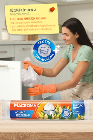 Macromax Büzgülü Hanımeli Çöp Torbası Büyük Boy - 10'lu X 10