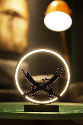 Zülfikar Kılıcı Metal Led Masa Lambası Çift Ve Ali Yazılı Dekoratif Işıklı Gece Lambası Zulfıkar