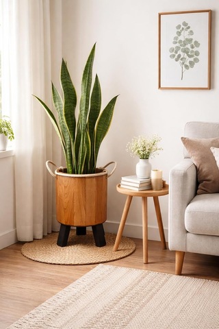 İnci Mobilya Ahşap Ahşap Saksı Yuvarlak Orta Boy Saksılık Natural 35x22x22 Standart
