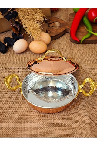 Modabakır Bakır Tava Kapaklı 14 Cm Model:55698s Bakır