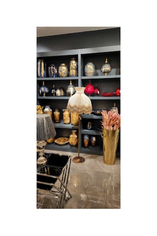 Klasik Lambader Vizon Başlık Bronz Ayak 170cm. Klasik Lambader Vizon Başlık Bronz Ayak 170cm.
