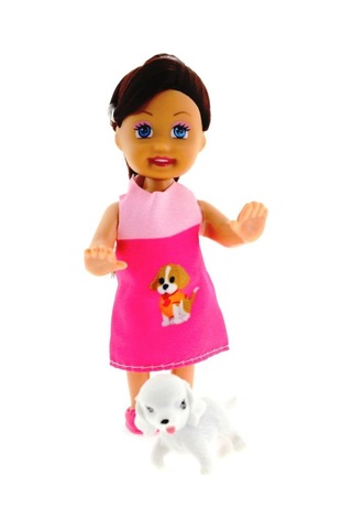 Cute Girl Köpek Figürlü Kumral Mini Bebek Nhr