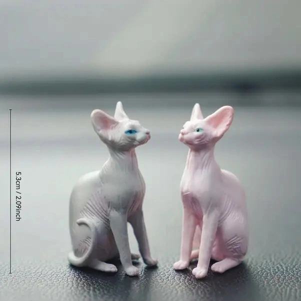 Trendooze Güneşli022 1/12 Ölçekli Yalayan Kedi Heykeli, Masüstü Dekor Sevimli Sfenks Kedi Figürü